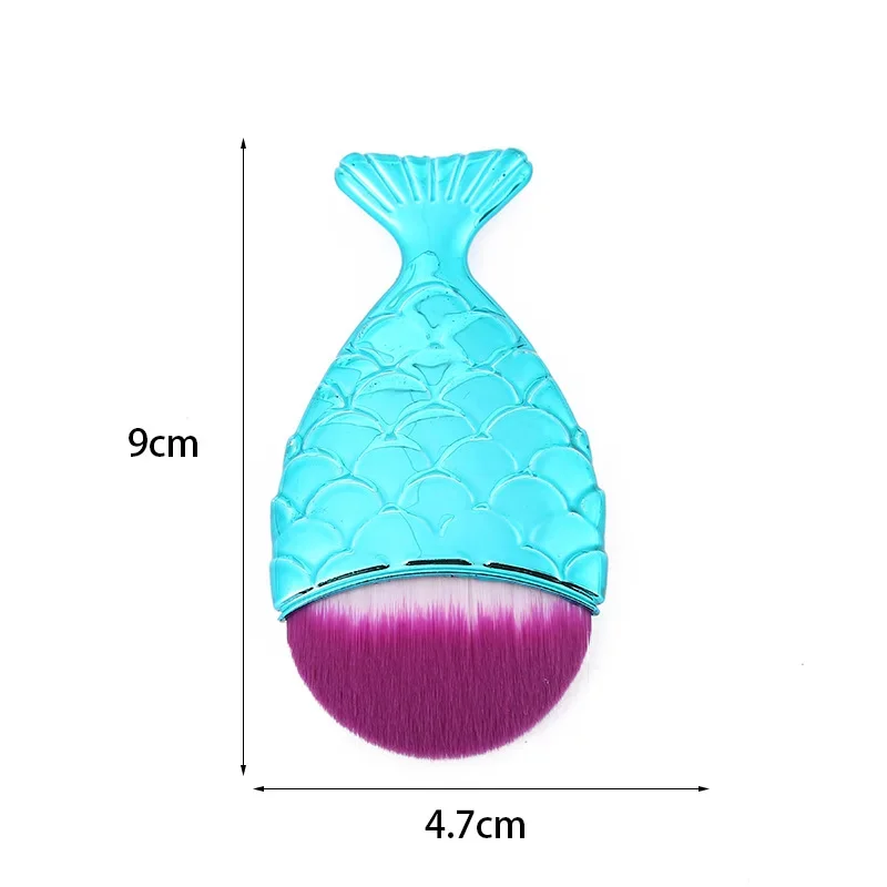 فرشاة أظافر ذيل السمكة الملونة ، تنظيف لينة ، مسحوق الغبار ، أداة العناية مانيكير ، ذيل حورية البحر ، أدوات تجميل المكياج ، الملحقات