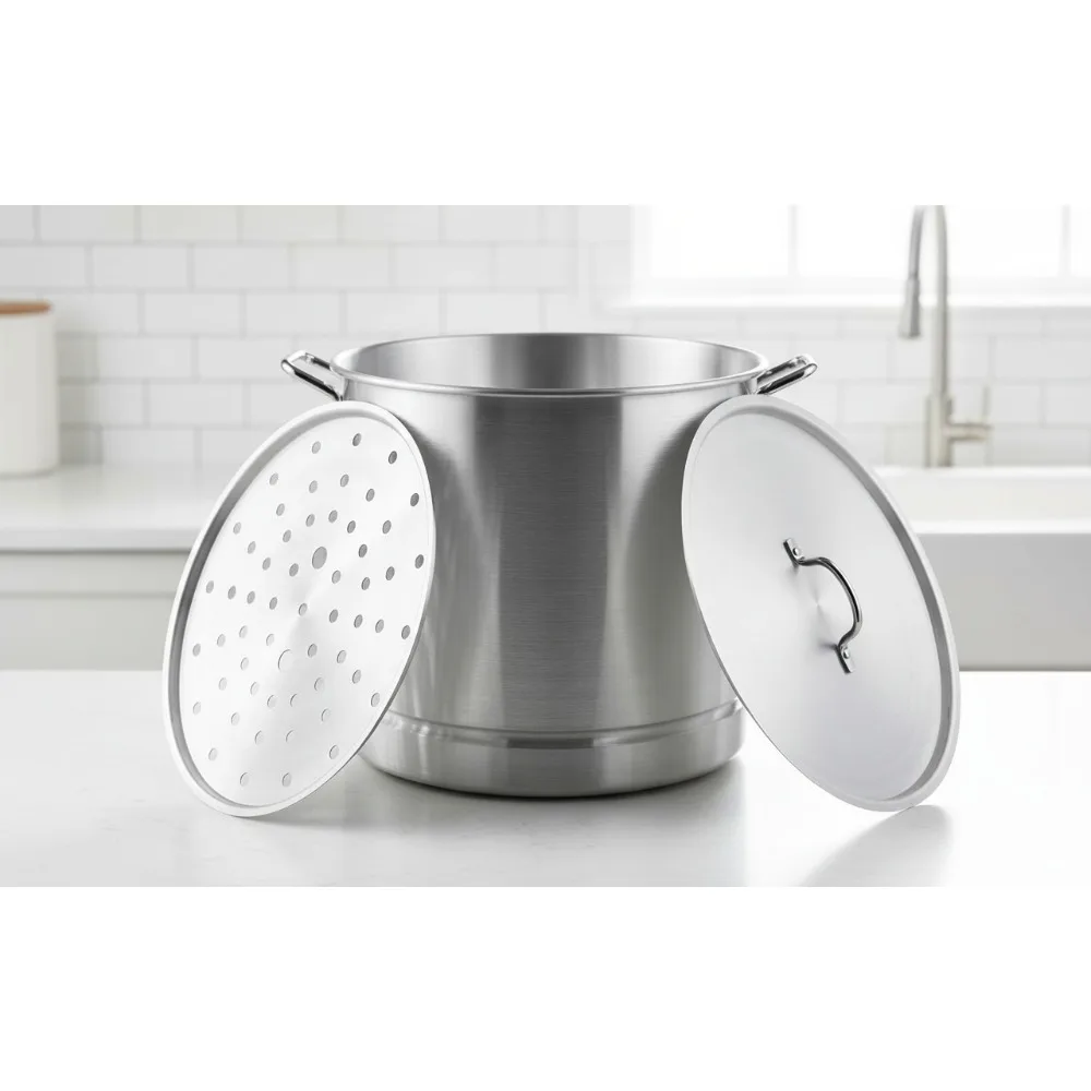 

40-каратная большая алюминиевая кастрюля для пароварки для Tamales, морепродуктов и овощей — идеально подходит для семейных встреч