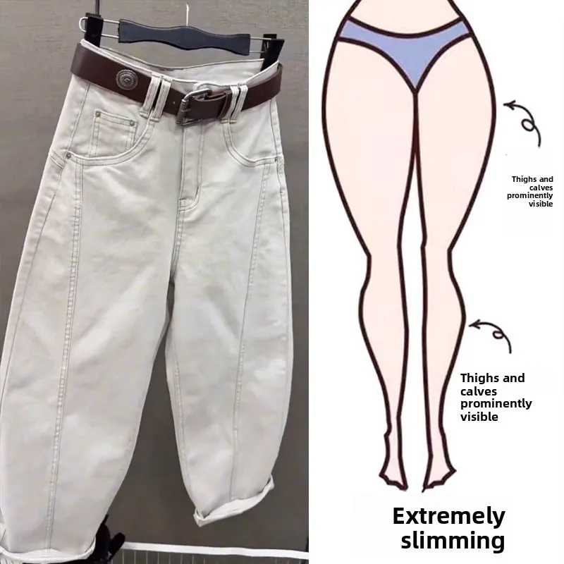 

Джинсы Mom с высокой талией для женщин больших размеров, модные весенне-летние брюки-дэд-джинсы прямого кроя, повседневные, однотонные