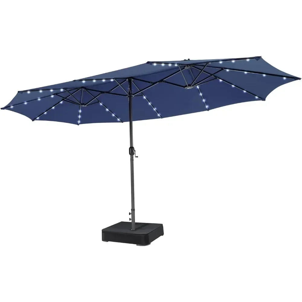 for 15FT Double-Sided Patio Umbrella with Solar Lights, Extra-Large Umbrella W/ 48 LED Lights & Auto-Charging Solar Panel