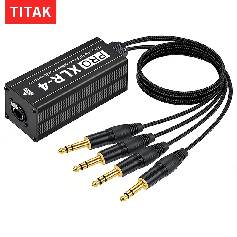 XLR to RJ45 4 Channel Audio Extender Signal Transceiver XLR Audio Cable for Live Stage Sound Lighting and Recording Studio