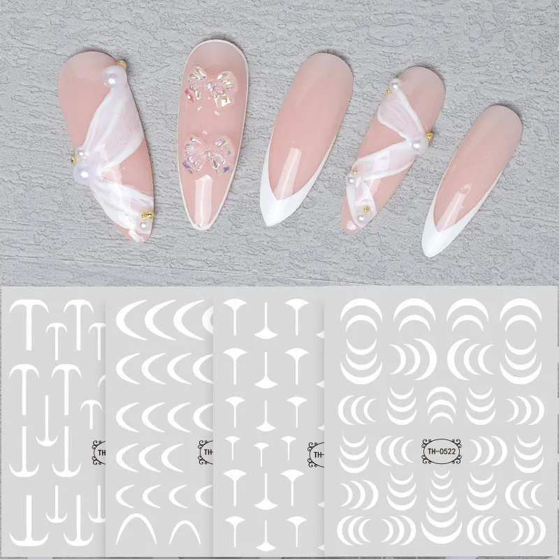 

3D nail stickers press on french wave seal lines accesories pegatinas manicure decorations naklejki nail foil sliders art decal