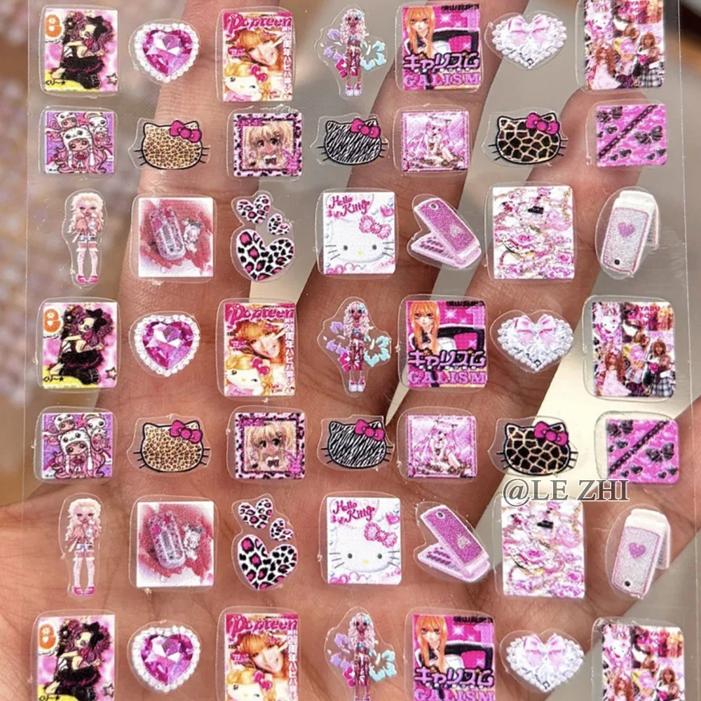 

2024 Sanriod Hello Kitty Cinnamoroll Nail Art Sticker Kawaii Cartoon Mymelody Kuromi Pochacco Diy Handwork Nail Art Stickers