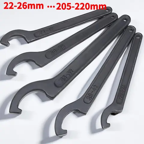 22-220mm 라운드 너트 하프 문 렌치 - 조정 가능한 오토바이 충격 흡수 장치 렌치 세트 - 예압 후크 스패너, C 스패너 도구