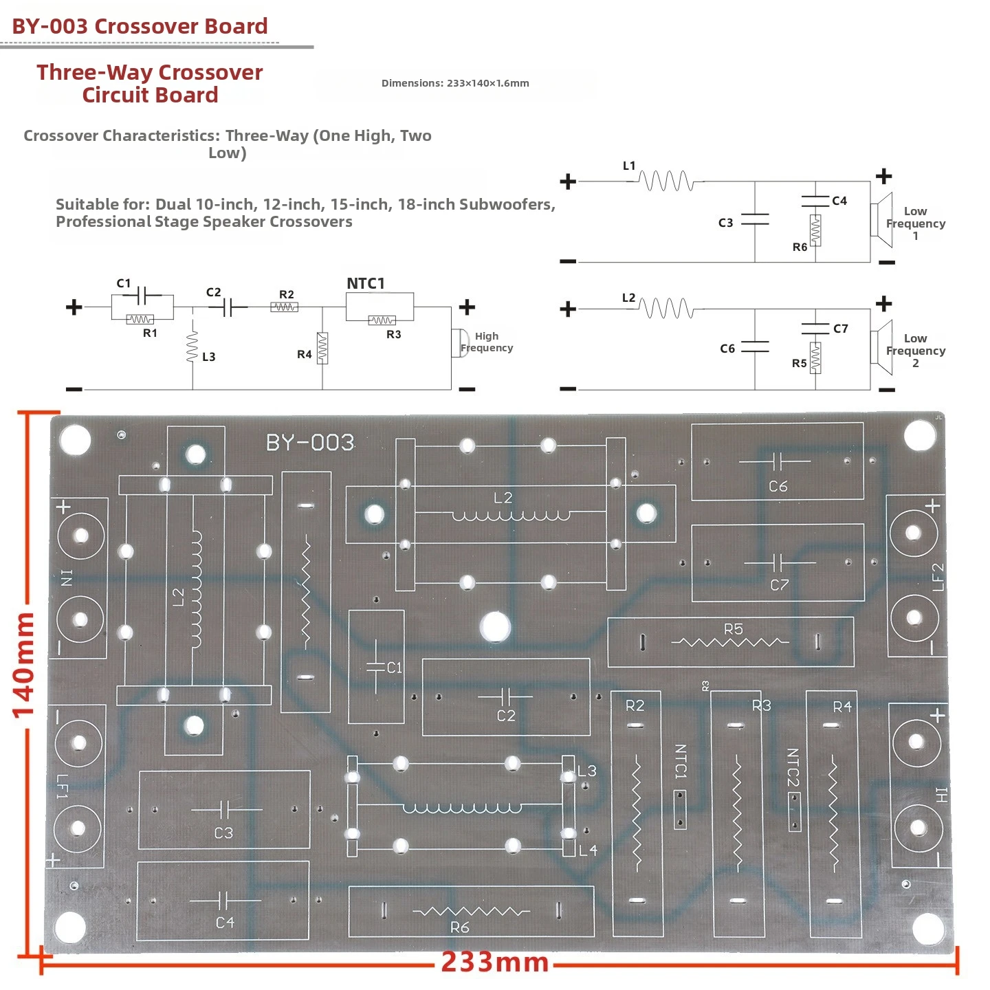 For 2 Way 3 Way Speaker For Frequency Divider PCB Board DIY Audio Splitter Fiberglass PCB Substrate, And Highly Stable