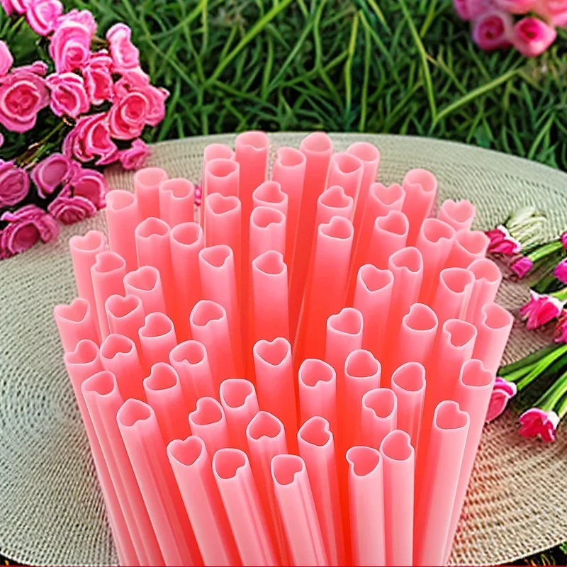 10pcs Love Heart Straw Drinking straw Supplies accessories pink red color outdoor party Straw Separate Package