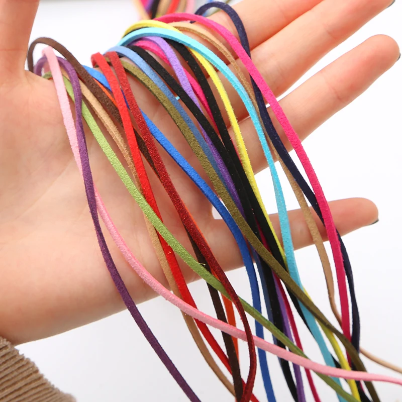 4 metros multi cores 3mm plana camurça falsa coreano veludo cordão corda fio jóias descobertas para diy colar pulseira