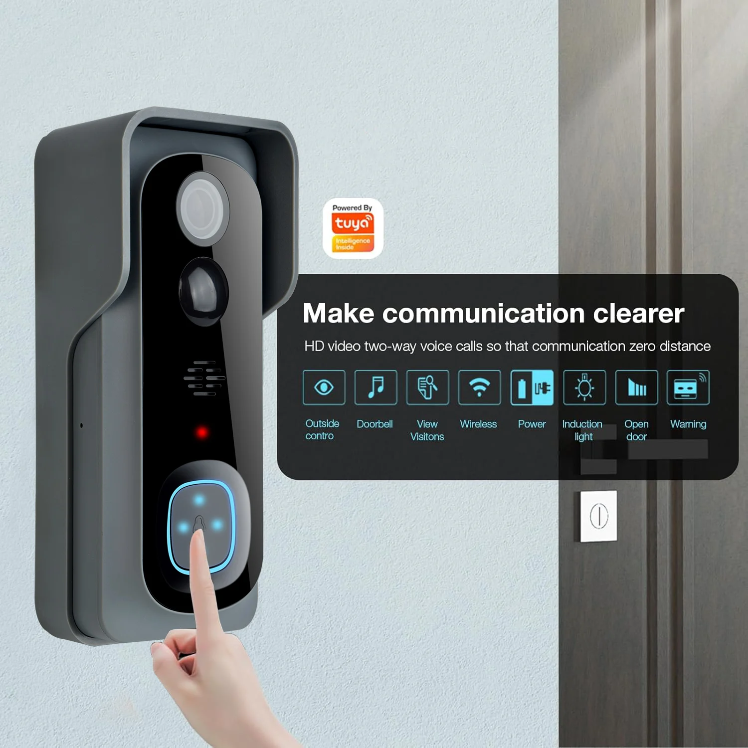 Tuya نظام التحكم الذكي في الوصول إنترفون جرس الباب كاميرا أمن الوطن اتجاهين الصوت والفيديو جرس باب واي فاي #4