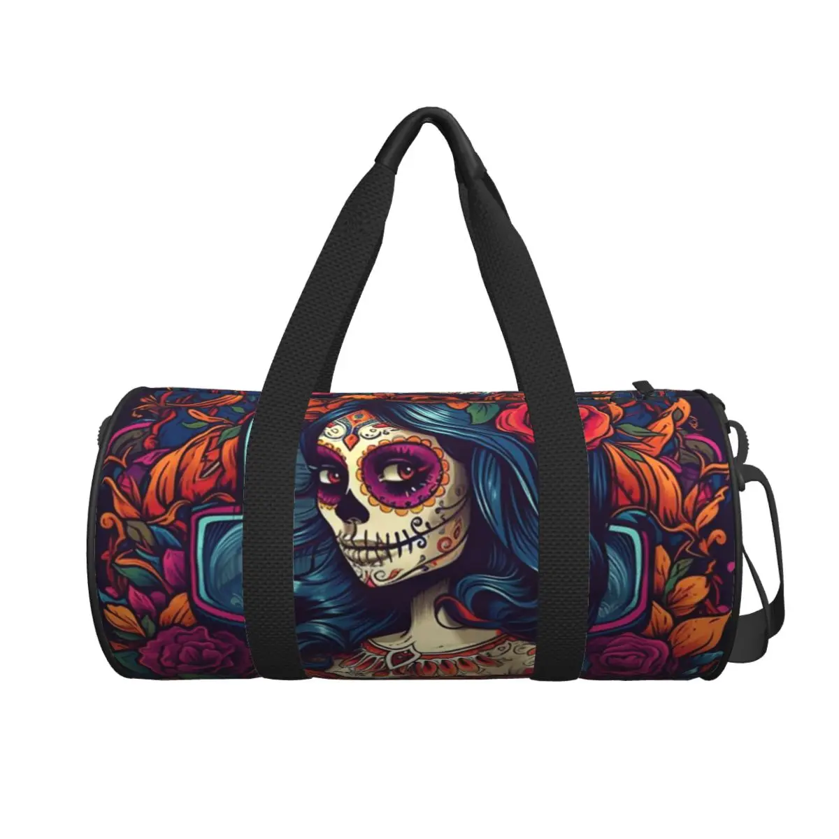 

Mexican Catrina Girl Day Of The Dead Sugar Skull Large Duffle Gym Bag Multi-Functional Duffle Travel Bags Handbags Fitness bag