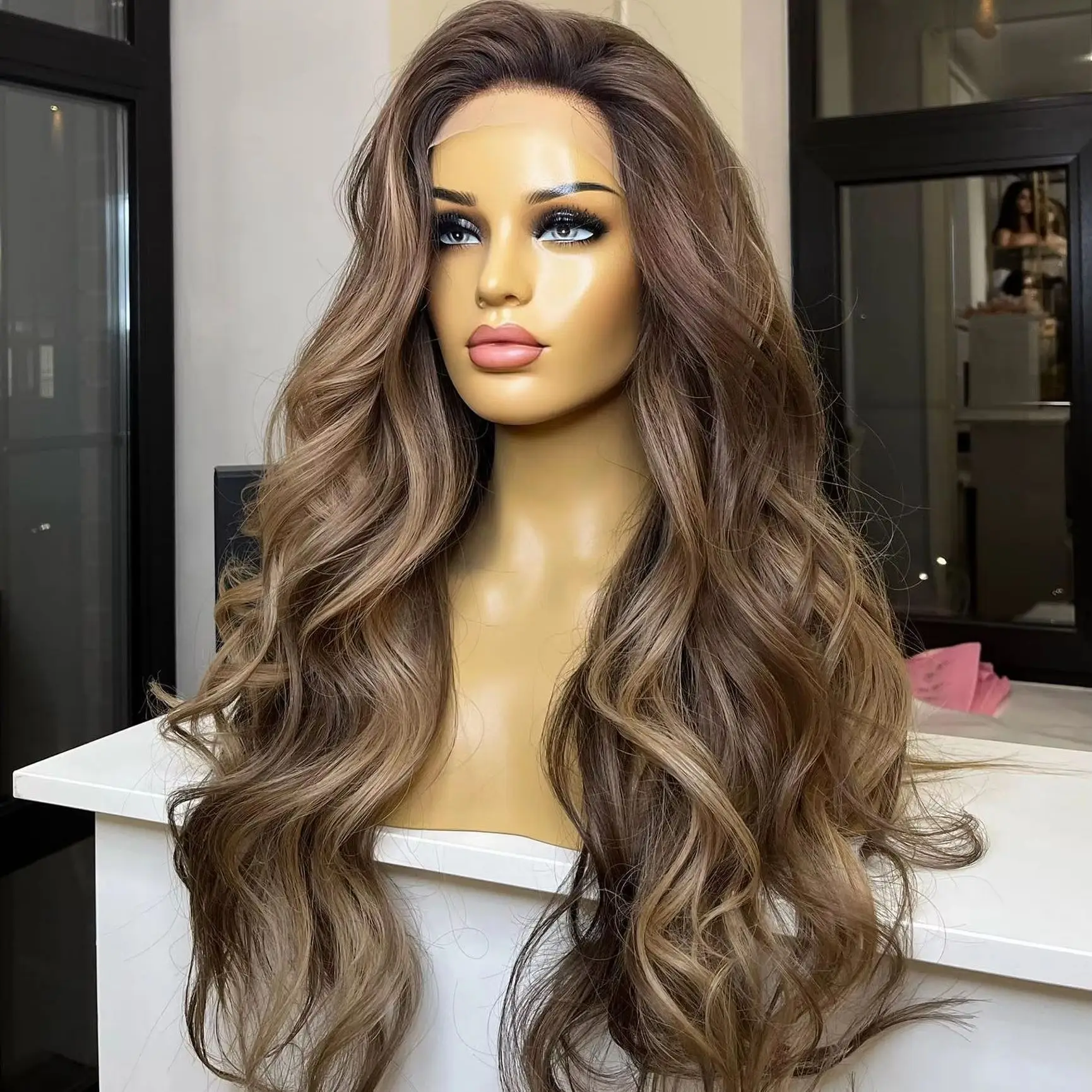 

Body Wave Long Length 180% High Density Synthetic Lace Frontal Wigs Daily Party Cosplay Wigs 13*4 High Definition Wig Realistic