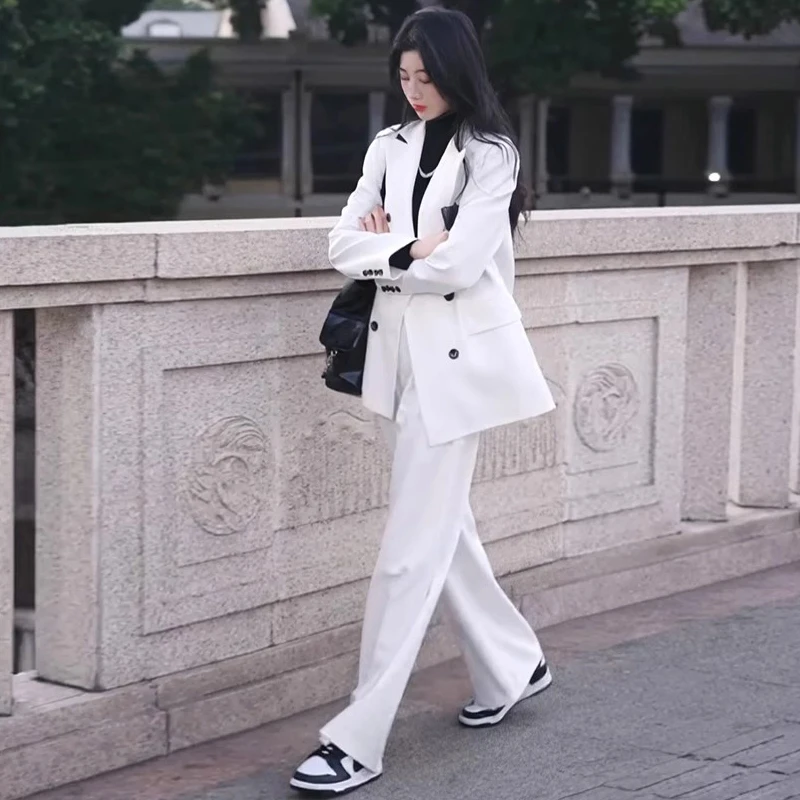 

Korean Style OL Lady Business Loose Suit Jacket High Waist Wide Leg Pants Long Pants Two Piece Set Women Autumn Winter New Ar...
