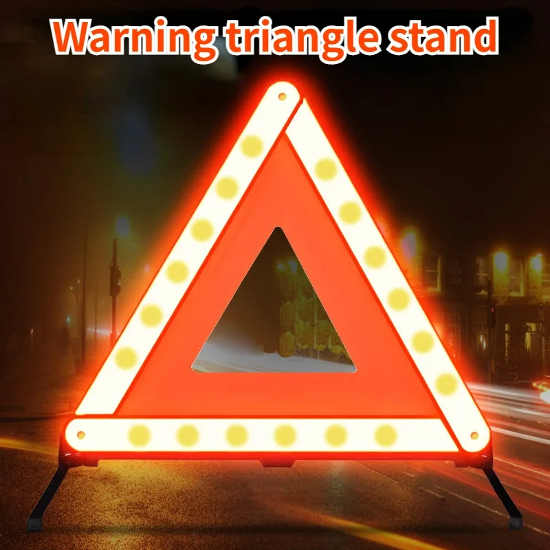 Car Triangle Reflective Tripod Emergency Breakdown Warning Reflective Sticker Safety Hazard Foldable Stop Sign Car Accessories