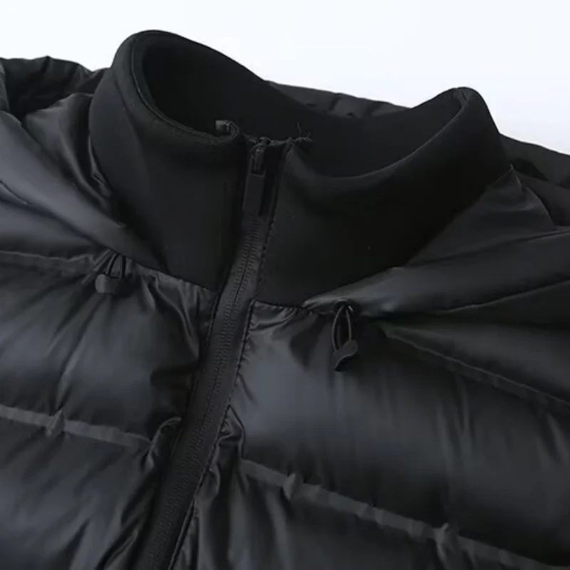 Imagen 5: Chaqueta Acolchada de Algodón con Capucha y Parches para Mujer, Estilo Casual de Otoño, Ligera, Sencilla y Moderna para Uso Diario