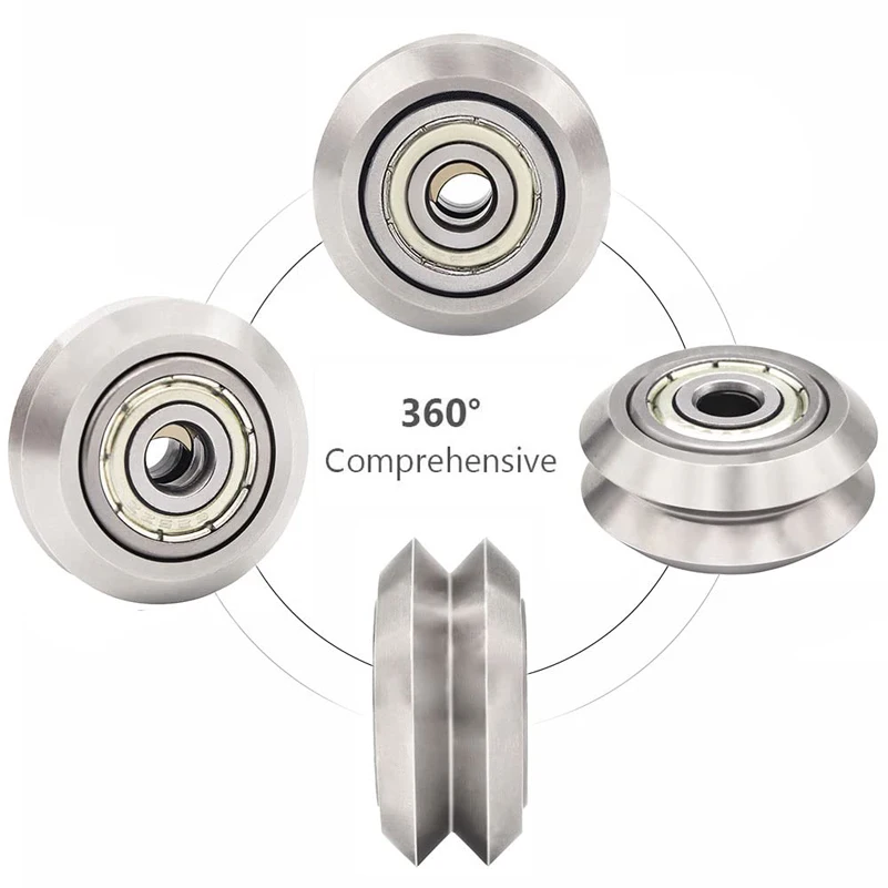 4Pcs OpenBuilds Stainless Steel V-Slot Wheel - 625zz/rs Bearing Pulley Metal Double V Gear Aluminum Extrusion 3D Printer Parts