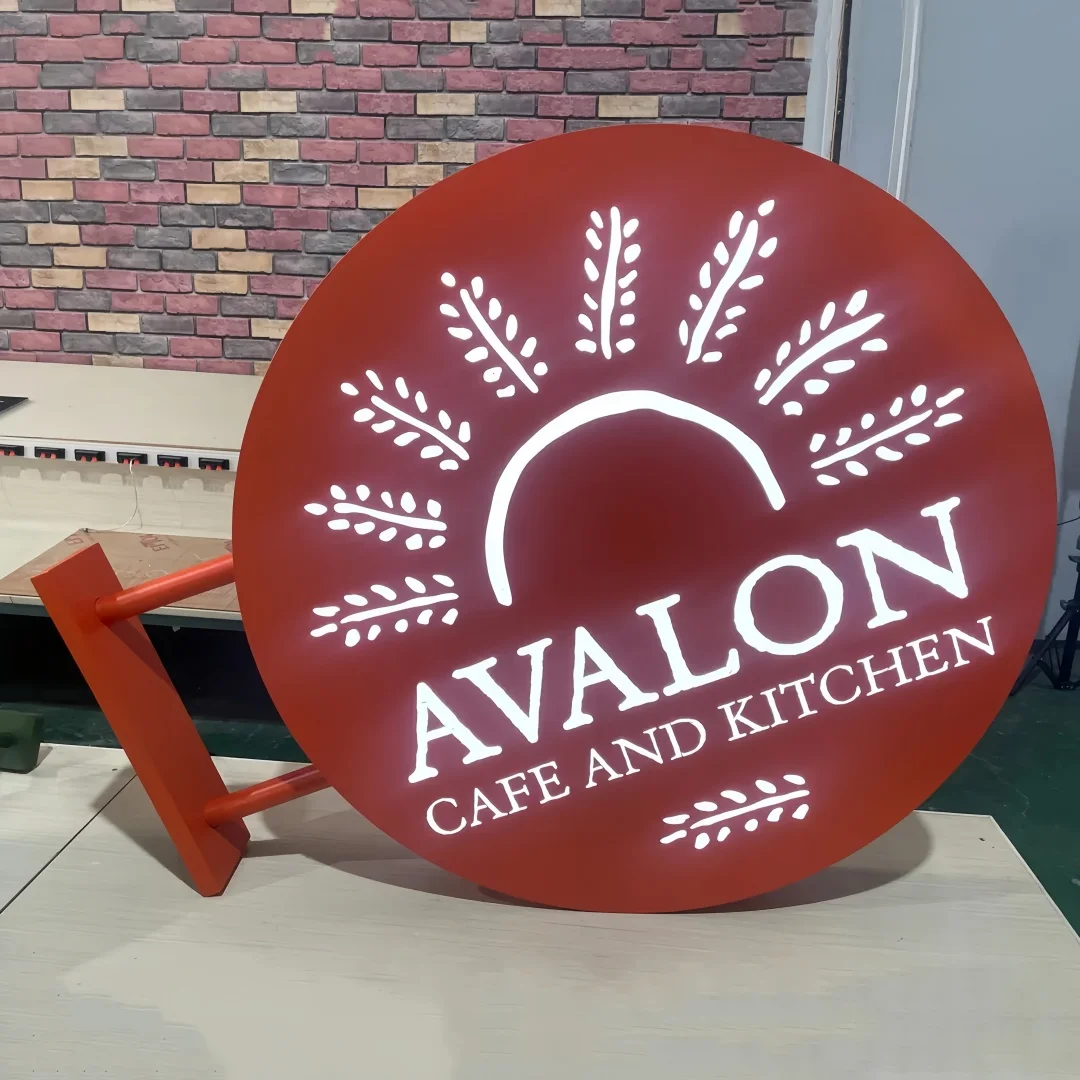 Custom Round LED Light Box | Double-Sided Outdoor Business Sign | Illuminated Storefront Sign | Personalized Logo Sign for Shops