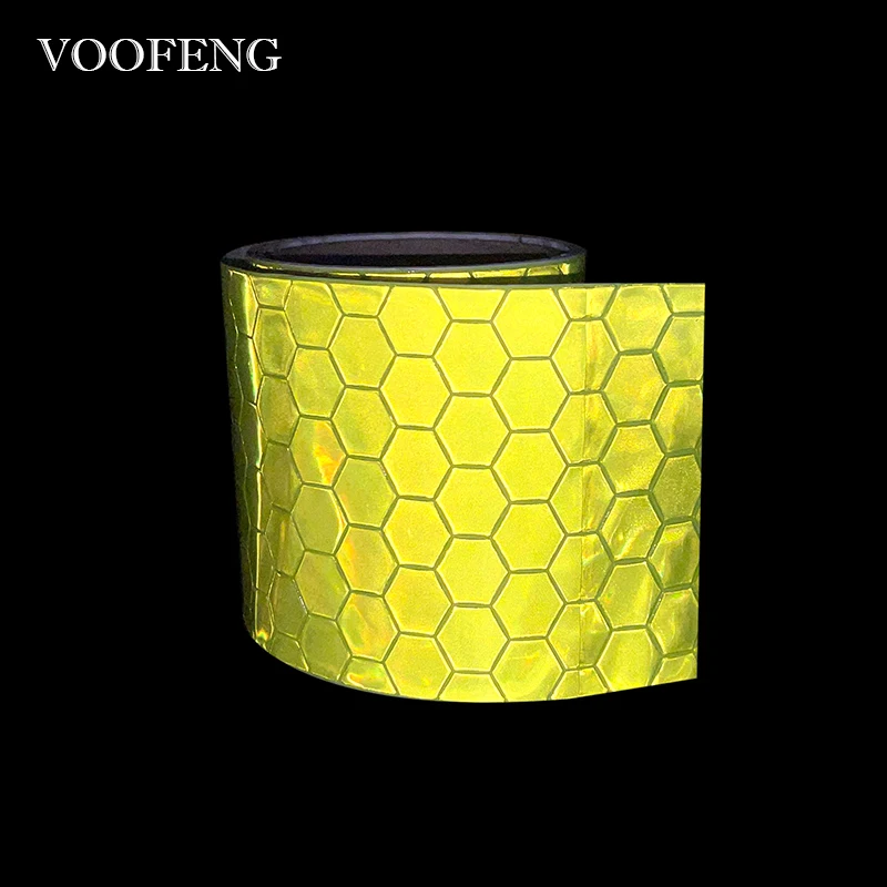 VOOFENG Microprismatic Reflective PVC Tape 10cm Width Fluo.Yellow Reflective Sticker for Traffic Delineator Post Warning Bollard