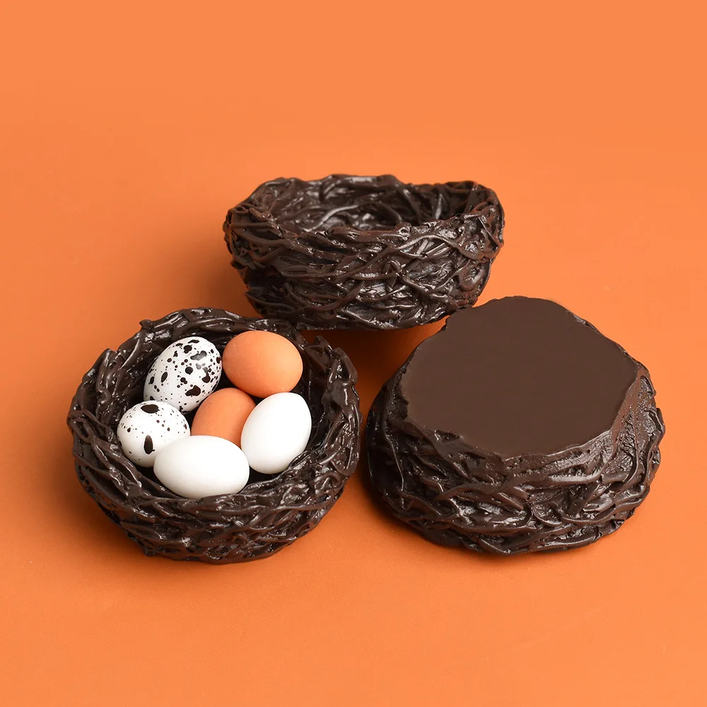 Simulation Nest Egg Chick Duck Bird miniature figurine Resin Craft Artificial Model home fairy garden decoration DIY accessories view 3