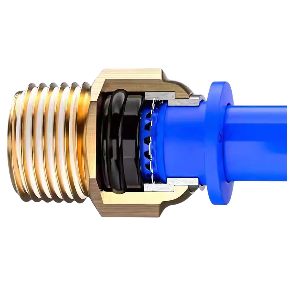 PC Blue Pneumatic Quick Connector 1/4 1/2 1/8 3/8 BSPT External Thread Brass Straight Connector Hose Trachea 6 8 10 12mm PC8-02