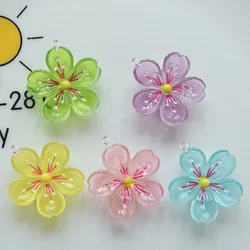 10PCS Clear Peach Blossom Series Flat Back Charms For Earrings Bracelet Hairpin DIY Jewelry Pendants Decoration Accessories