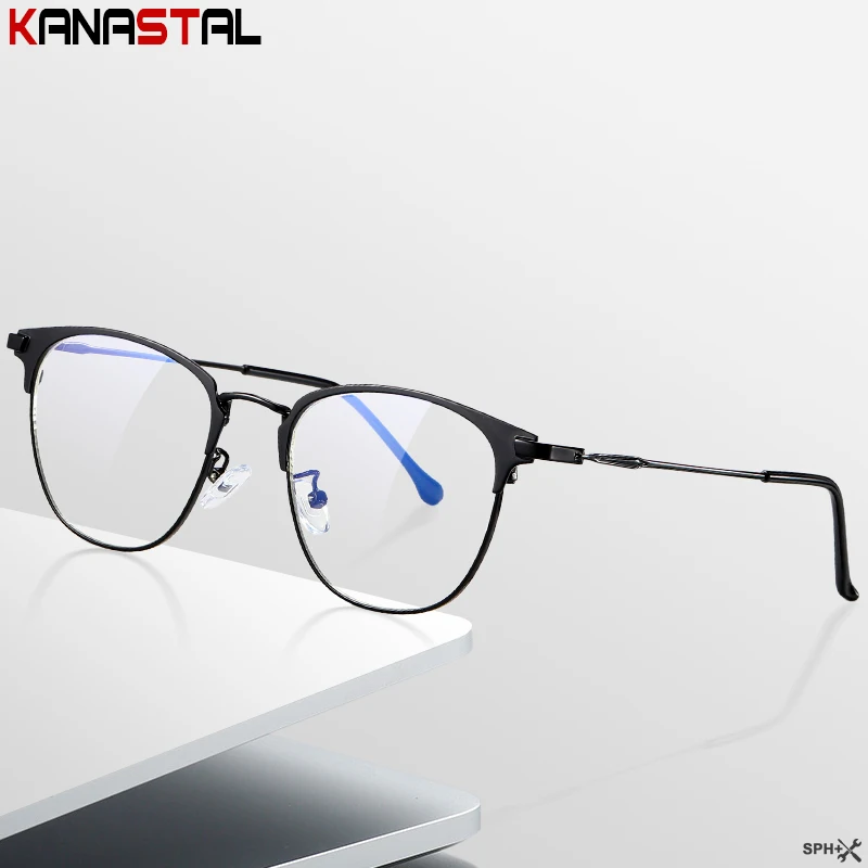 

Men Blue Light Blocking Reading Glasses Women CR39 Optical Lenses Prescription Myopia Presbyopic Eyewear Metal Eyeglasses Frame