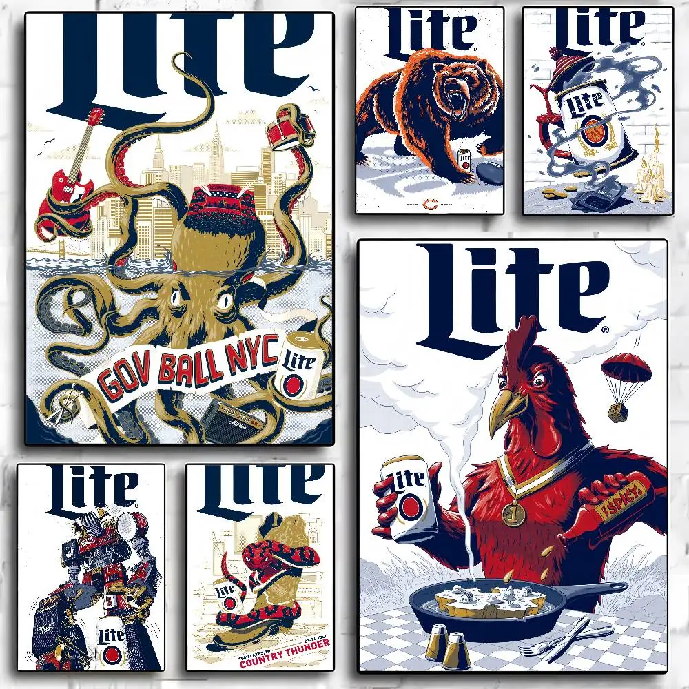 Póster de diseño de cerveza M-Miller Lite, impresión de alta calidad, decoración del hogar, arte de pared, Mural, decoración de Bar y habitación