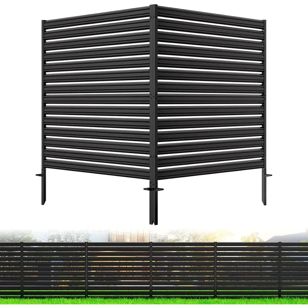 

2 Panels No-Dig Metal Privacy ence Sn, 48" H × 48" W Outdoor Air Conditioner ence, Rustproo AC Unit Cover to Hide Trash Bins, Po