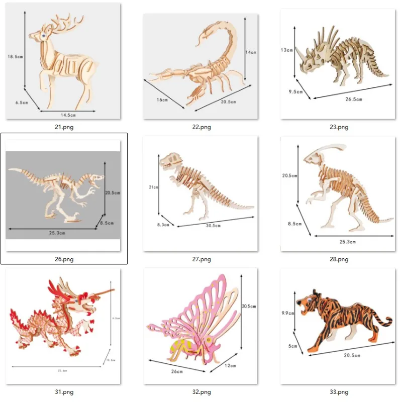 

OUZEY Kids DIY Wooden Puzzle 3D Animal Model Dinosaur Insect Toy Creative Educational Gift for Children Home Decoration
