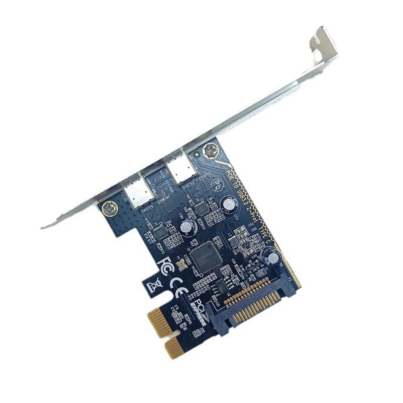 

Desktop Mainboard PCI-E To Type-C Adapter Card Dual-Port Type-C Expansion Card Using ASM1042 Host Card