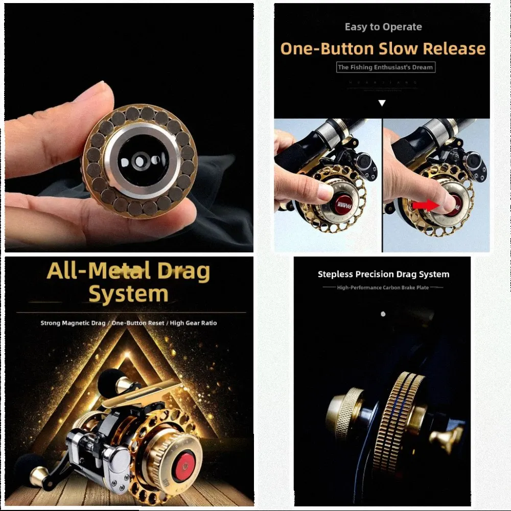 /Slow /Descent /Fishing Reel With Magnetic Brake System And Metal Spool EVA Handle For Raft Boat Sea Freshwater Professional Ang