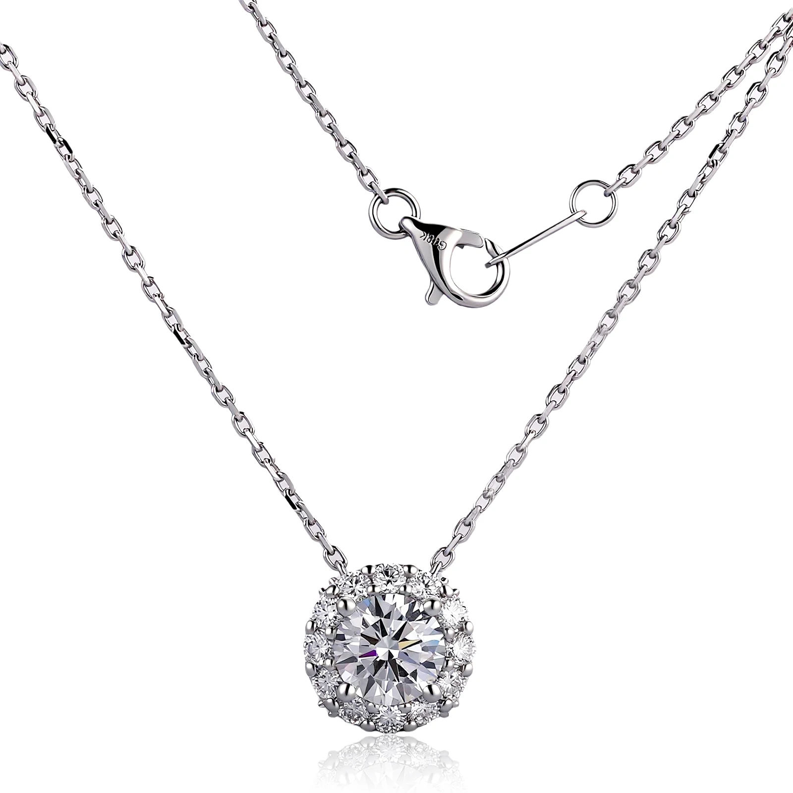 Provence 10K Lab Grown Diamond Pendant for Women AU585 Solid Gold Round Cut 2CT Halo Pendant Necklace for Mom DIY Luxury Pendant