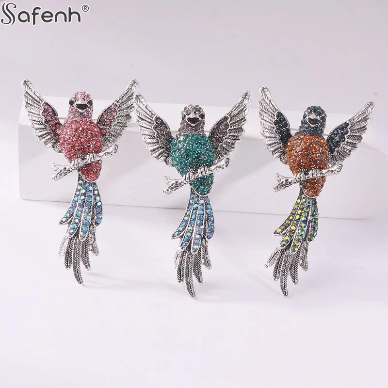 Broches de colibrí de animales de cristal para mujer, exquisitos, de lujo, a la moda, accesorios de abrigo, regalos