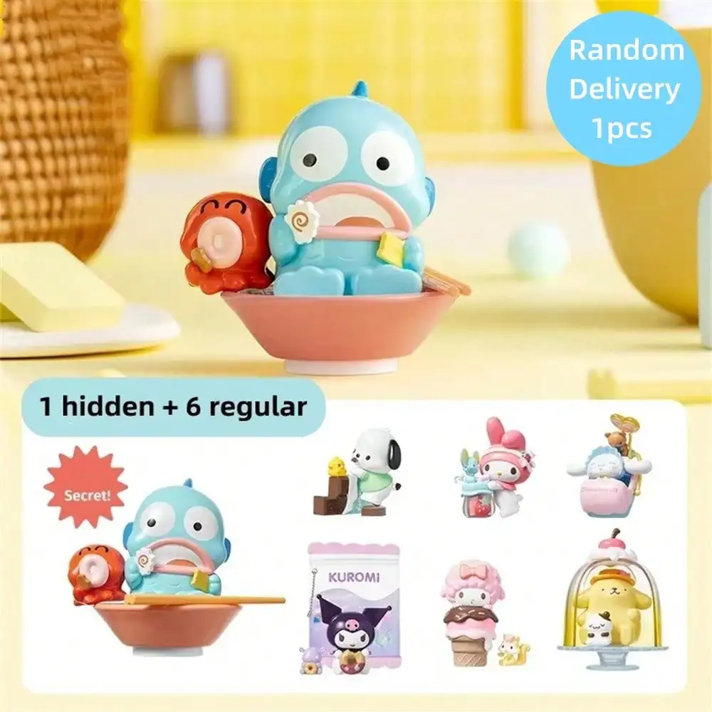 

Sanrio Characters Colorful Food Series Blind Box Cute Cartoon Kuromi My Melody Cinnamoroll Pachacco Model Toy Gift Random 1pc