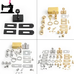 1Set Black/Gold/Silver Different Sizes Metal A Set Of Locks For Handbag Bags Rectangle Plate Clasp Turn Twist Lock Accessories