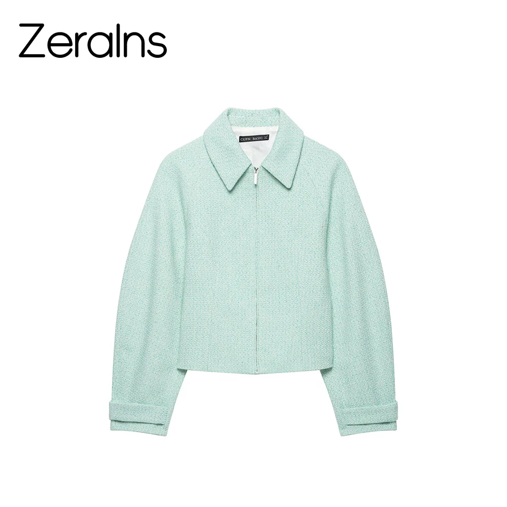 ZERAINS 2026 Frühherbst-Neuheit Damenjacke mit Kragen und Reißverschluss im kleinen, eleganten Stil.
