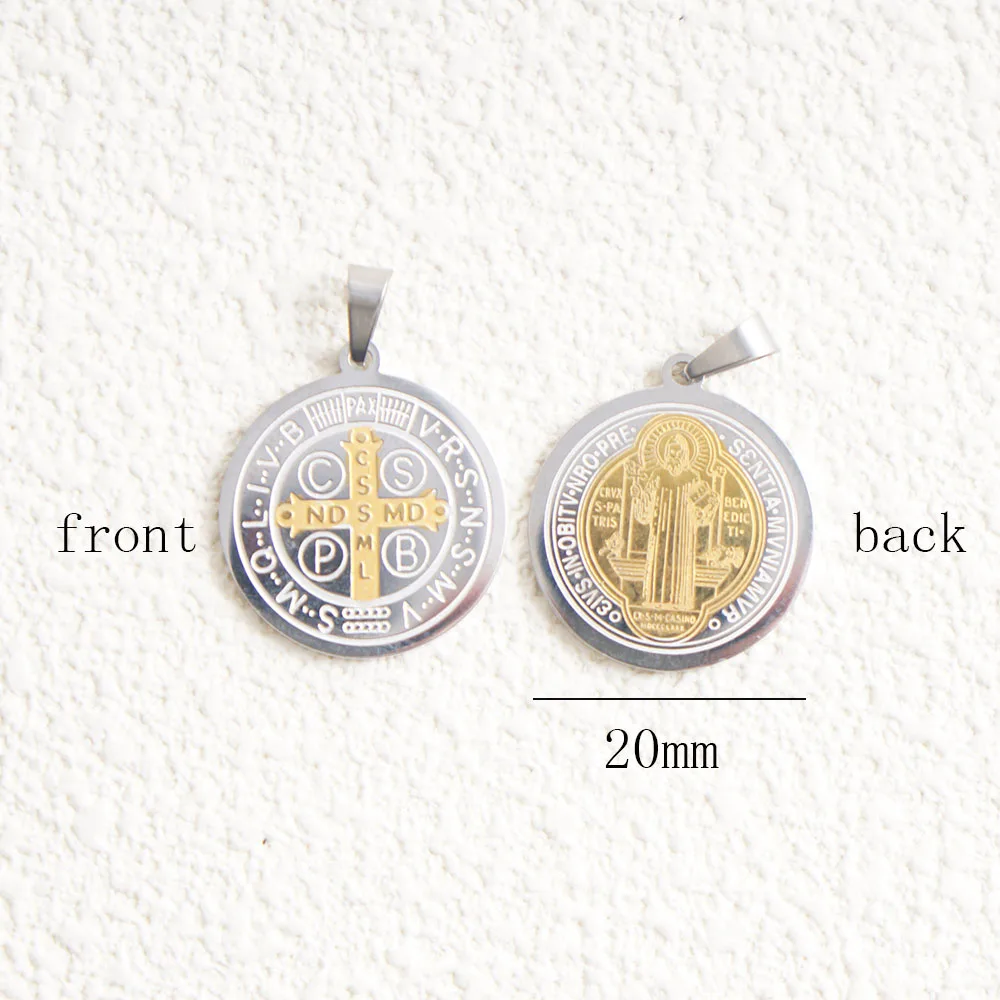 الفولاذ المقاوم للصدأ سان بينيتو قلادة معدنية سانت بنديكت وسام المختنق كولير فام