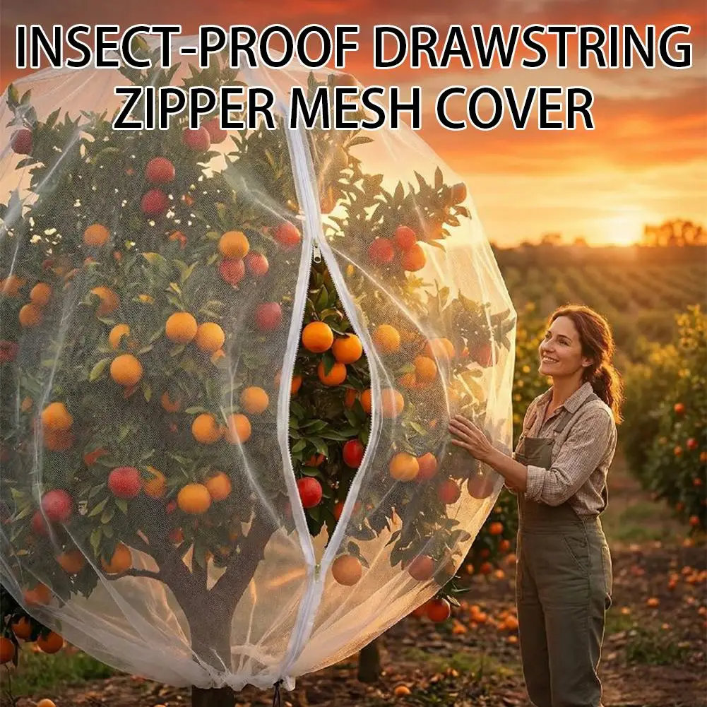 Extra-Thick Garden Netting With Drawstring & Zipper-Insect &Bird Protection For Fruits,Citrus,Flowers Pe Material Insect Netting