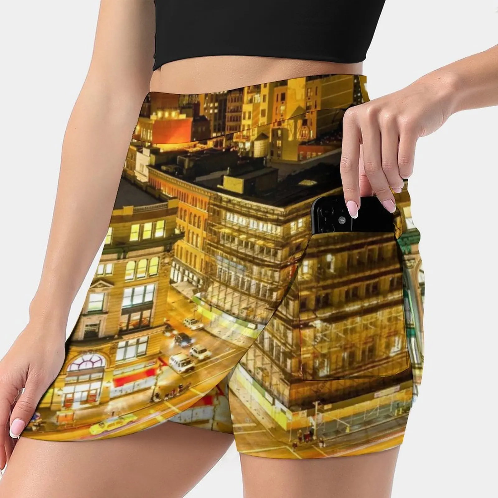 6 Ave Skirts Woman Fashion 2022 Pant Skirt Mini Skirts Office Short Skirt City Landscape Nyc New York Street Taxi Cars