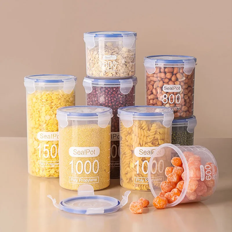 Food Grade Sealed Jars Refrigerator Fresh-keeping Storage Jars Plastic Grain Jars Multi-specification Sealed Jars with Lids