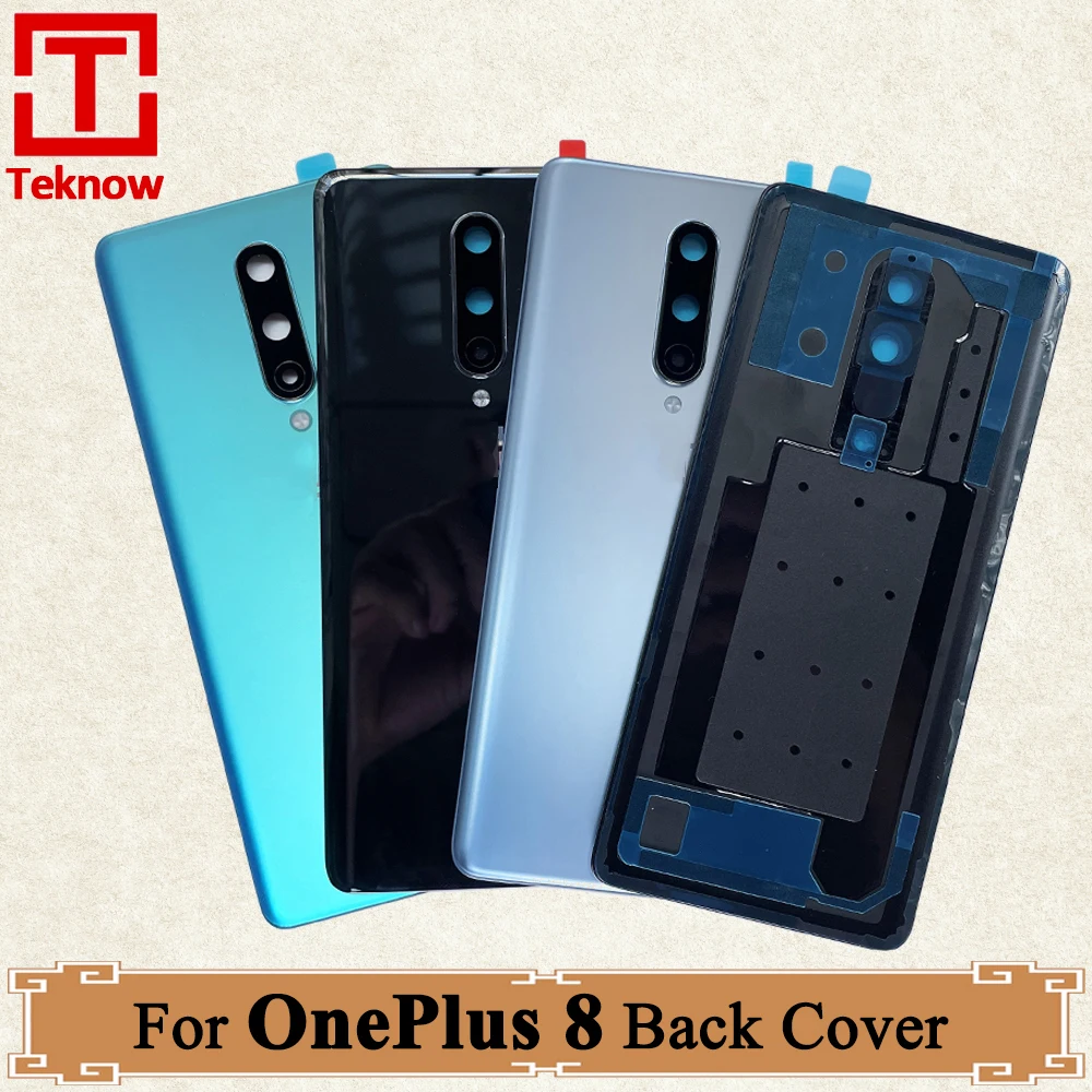 100% Original New Battery Cover Hard Gorilla Glass For OnePlus 8 Back Door Lid Rear Housing Panel Case + Camera Lens + Adhesive