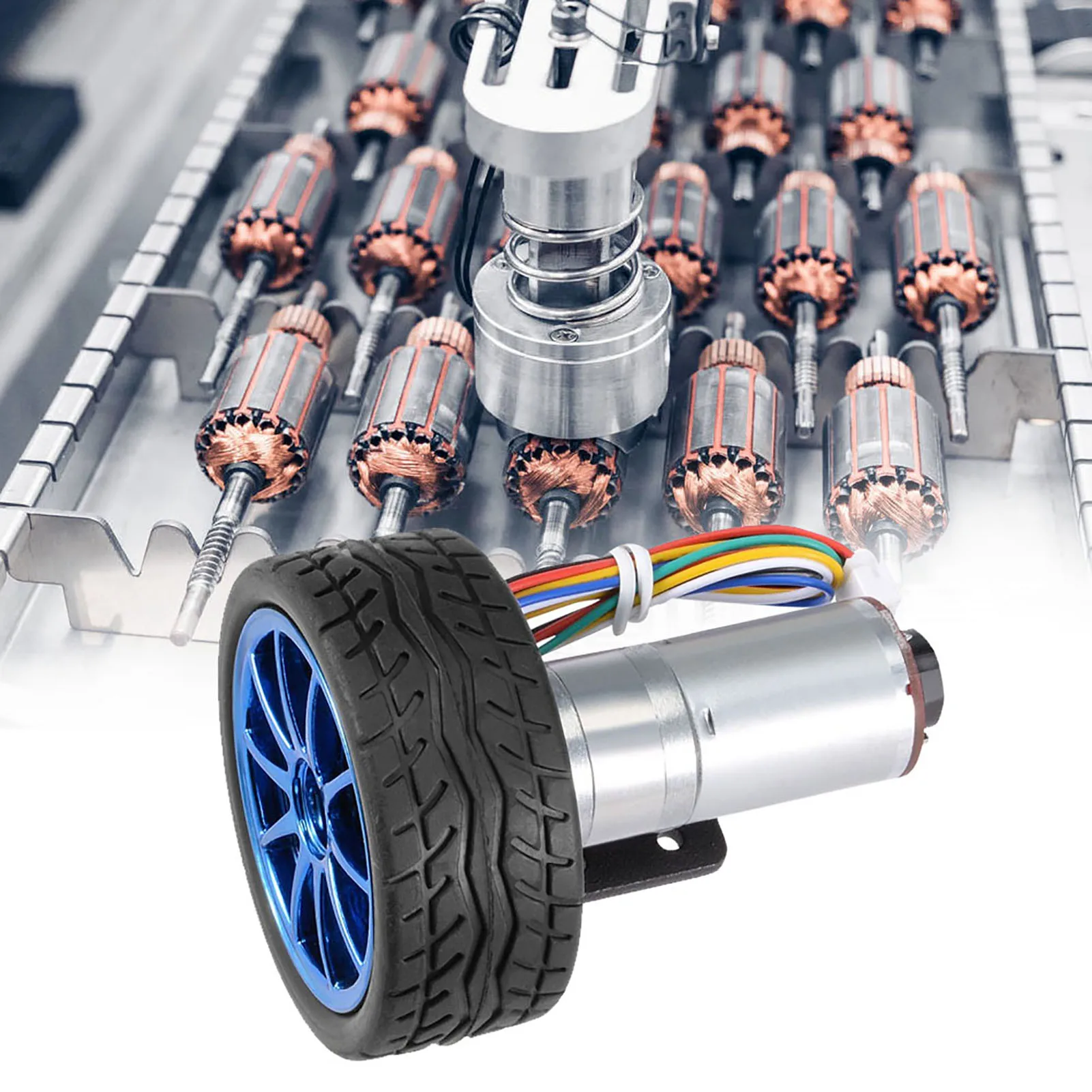 Encoder Gear Motor with Mounting Bracket 65mm Wheel Kit for Smart Car Robot DC12V Electric Motor