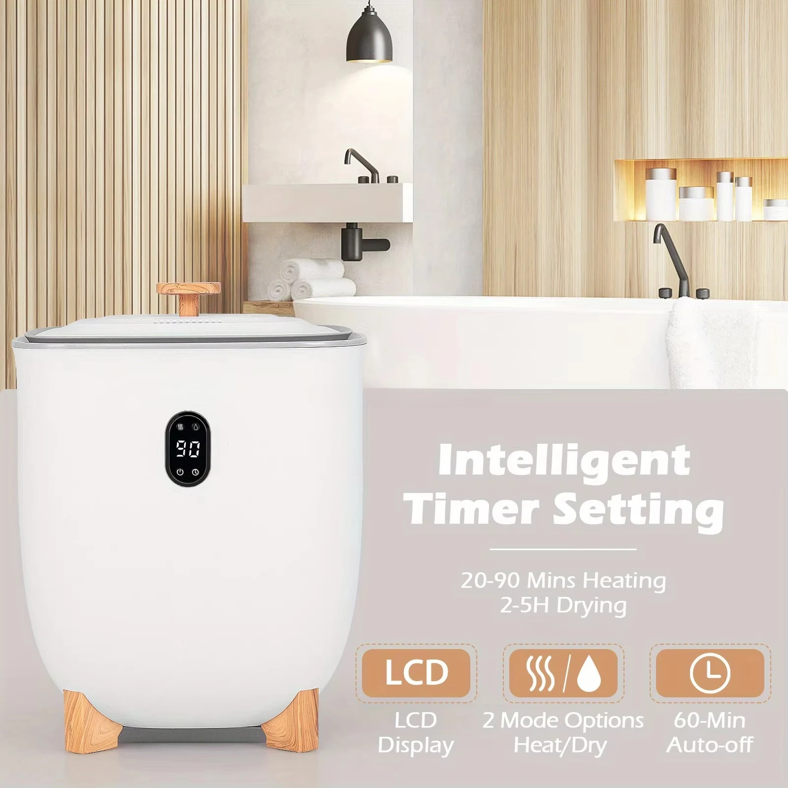 LCD Display Small Capacity Powerful Function Towel Warmer Bucket For Home Bathroom