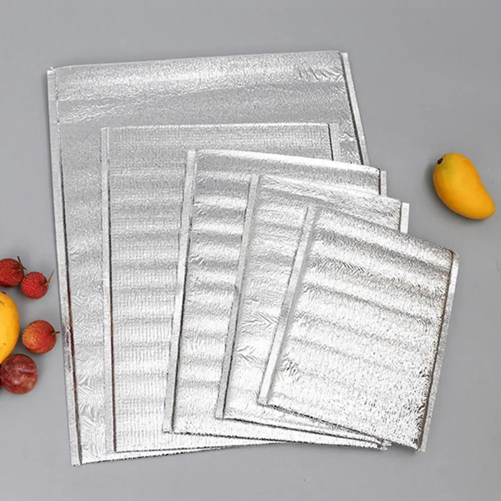 50Pcs/Pack Ice Cold Warm Aluminum Foil Bag Delivery Carrier Food Thermal Insulation Bag Drink Storage with Closure Cooler Bag