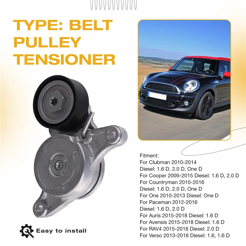 

ABQB-натяжитель шкива двигателя автомобиля для Mini Cooper Clubman Countryman Toyota Auris RAV4 2010-2018 11287823374 16620-WA010