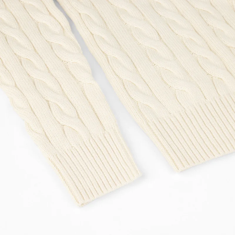 سترة بولو رالف لورين للرجال مطرزة بالكابل كريمي