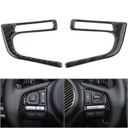 2Pcs Car Styling Steering Wheel Button Decoration Trim Cover For Subaru Forester 2013 2014 2015 2016 2017 2018 Carbon Fiber ABS