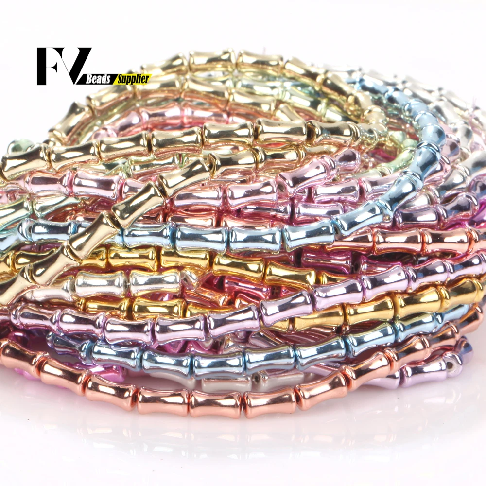 4x7mm Bamboo Joint Shape Multicolor Golden Plated Glass Crystal Beads Loose Spacer Beads For Jewelry Making DIY Bracelet 15''