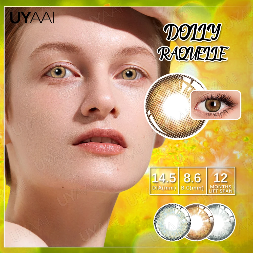 UYAAI-Lentilles de contact de couleur naturelle pour les yeux, bleu, gris, marron, belle pupille, annuelles, 2 pièces