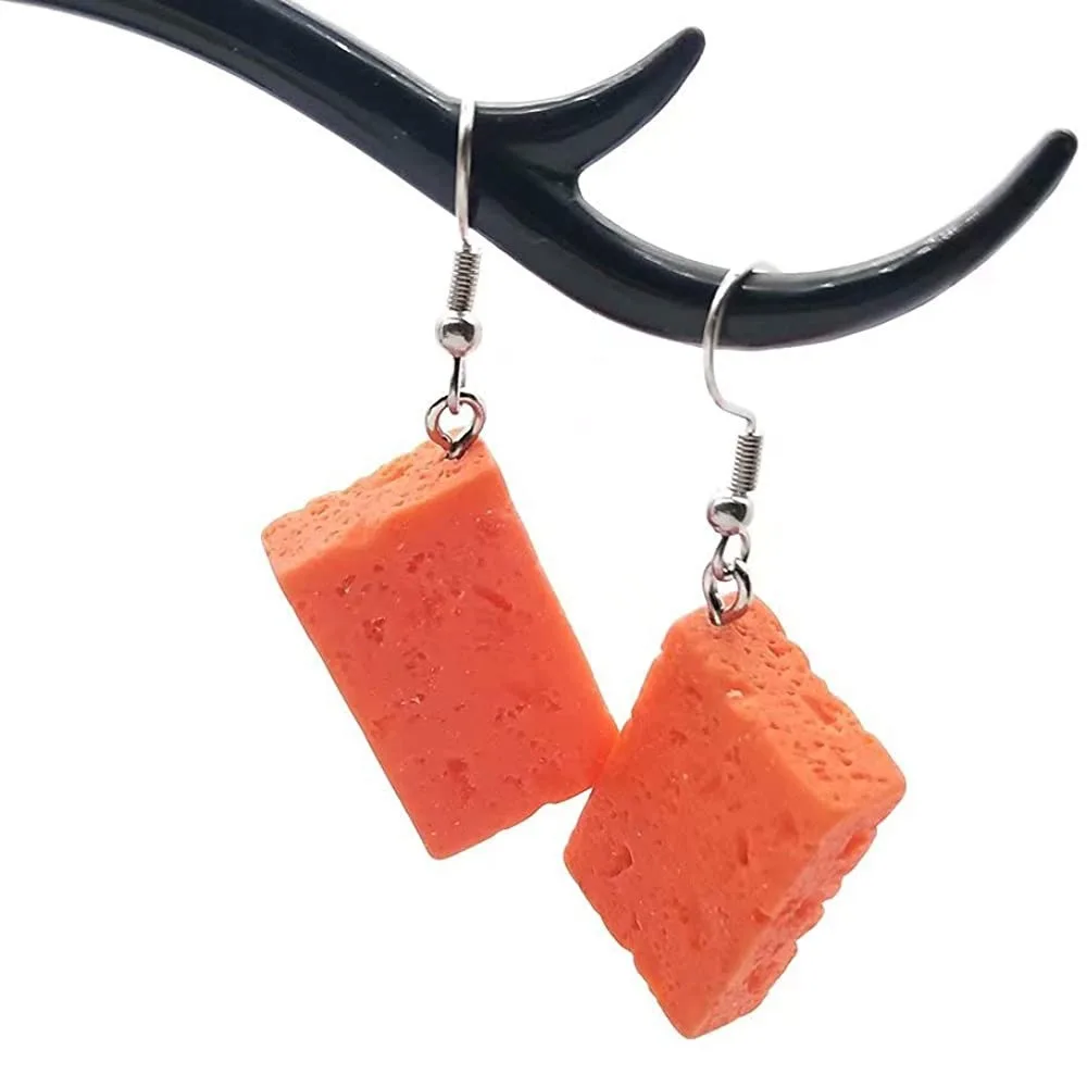 1Pair INS Novelty and Alternative Fun Board Brick Earrings, Dark and Vigorous Girl Brick Earrings