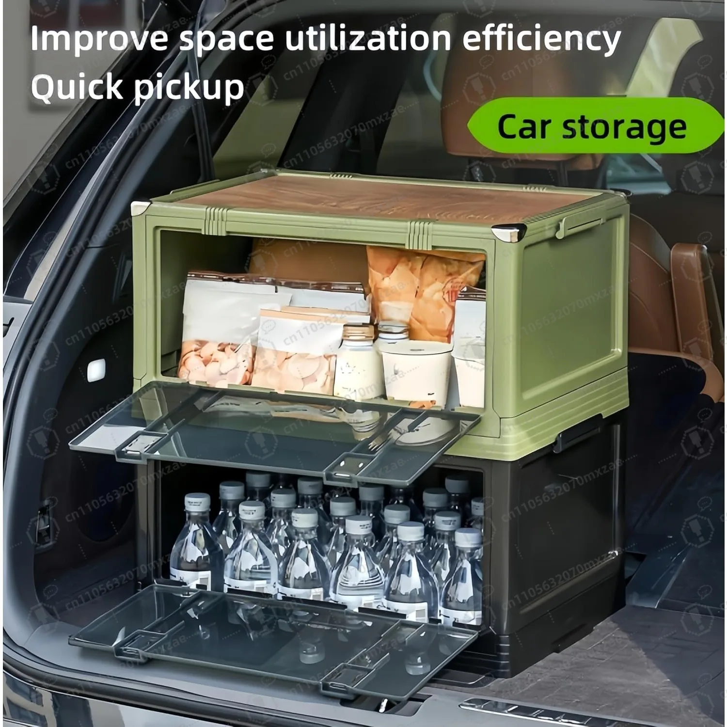 

Foldable Storage Box Car Trunk Organizer Heavy-Duty PP Cover Multi-Layer Stack Space-Saving for Camping Picnic