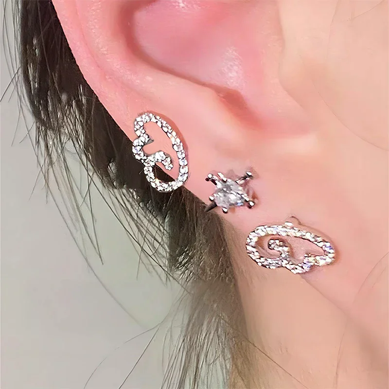 New Fashion Wings Stainless Steel Ear Bone Nail Shiny Trendy Earring For Women Accessory